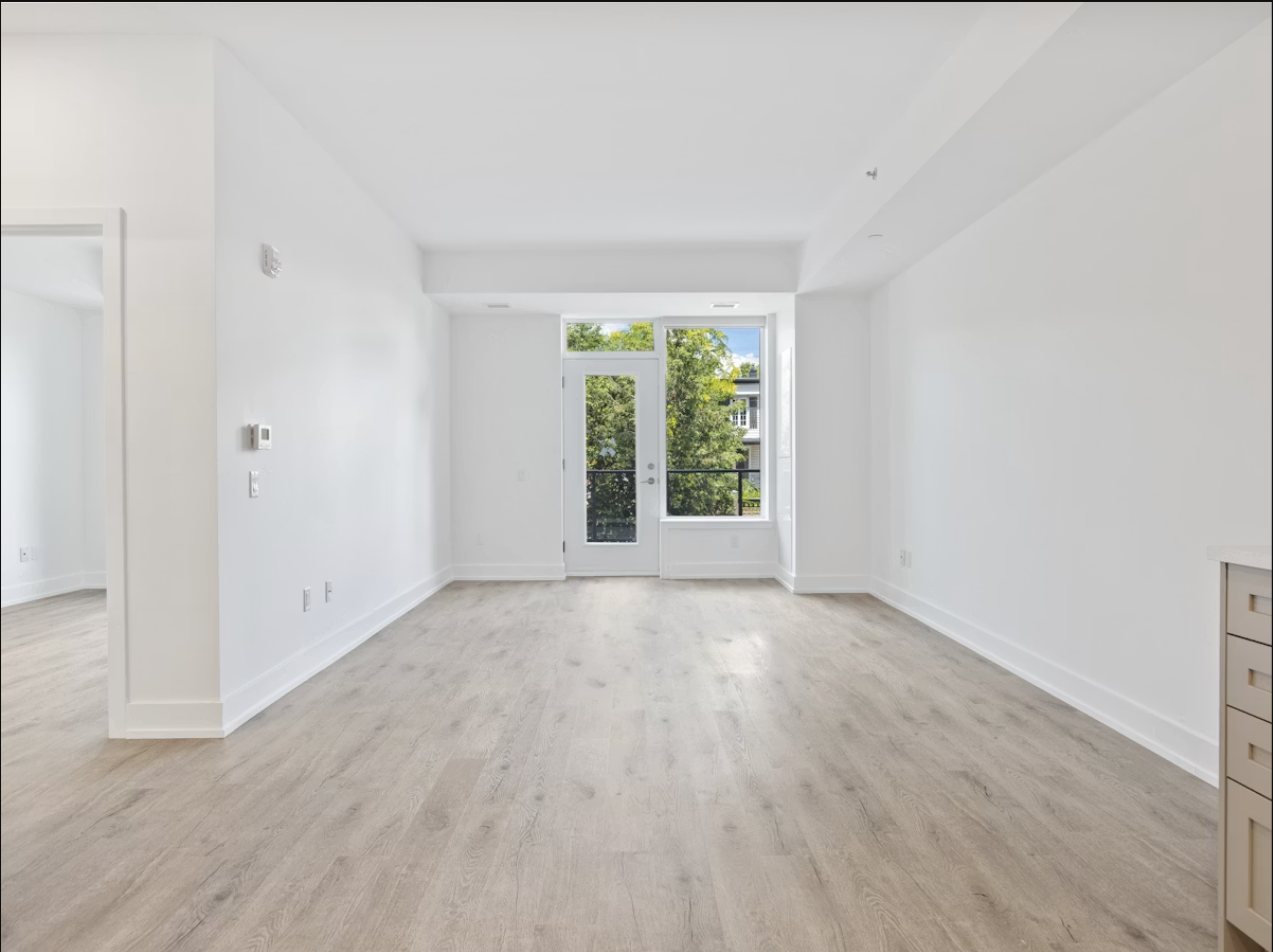 Frisch gestrichene, unmöblierte Wohnung mit hellen Wänden